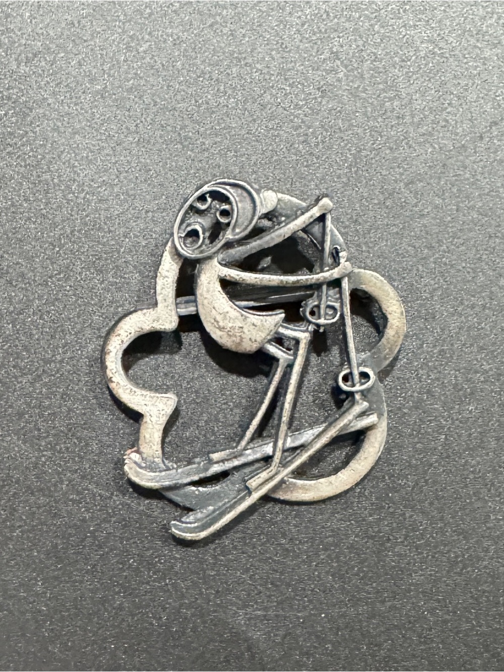 Vintage Silver-Tone Skiing Figure Brooch